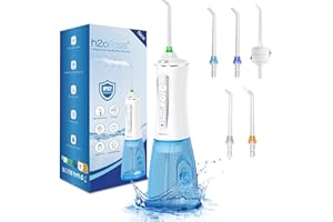 H2ofloss Water Dental Flosser for Teeth Cordless,300ML Portable & IPX7 Waterproof Teeth Cleaner Picks,5 Modes Rechargeable Oral Irrigator with Refilled Nozzle for Home/Travel
