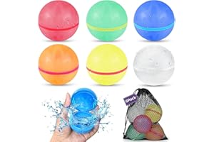 HUGDEW 6pcs Reusable Water Balloons For Kids, Magnetic Self-Sealing Water Balloons, Pool Beach Water Toys For Boys And Girls, Summer Toy For Outdoor Games, Gifts For Children