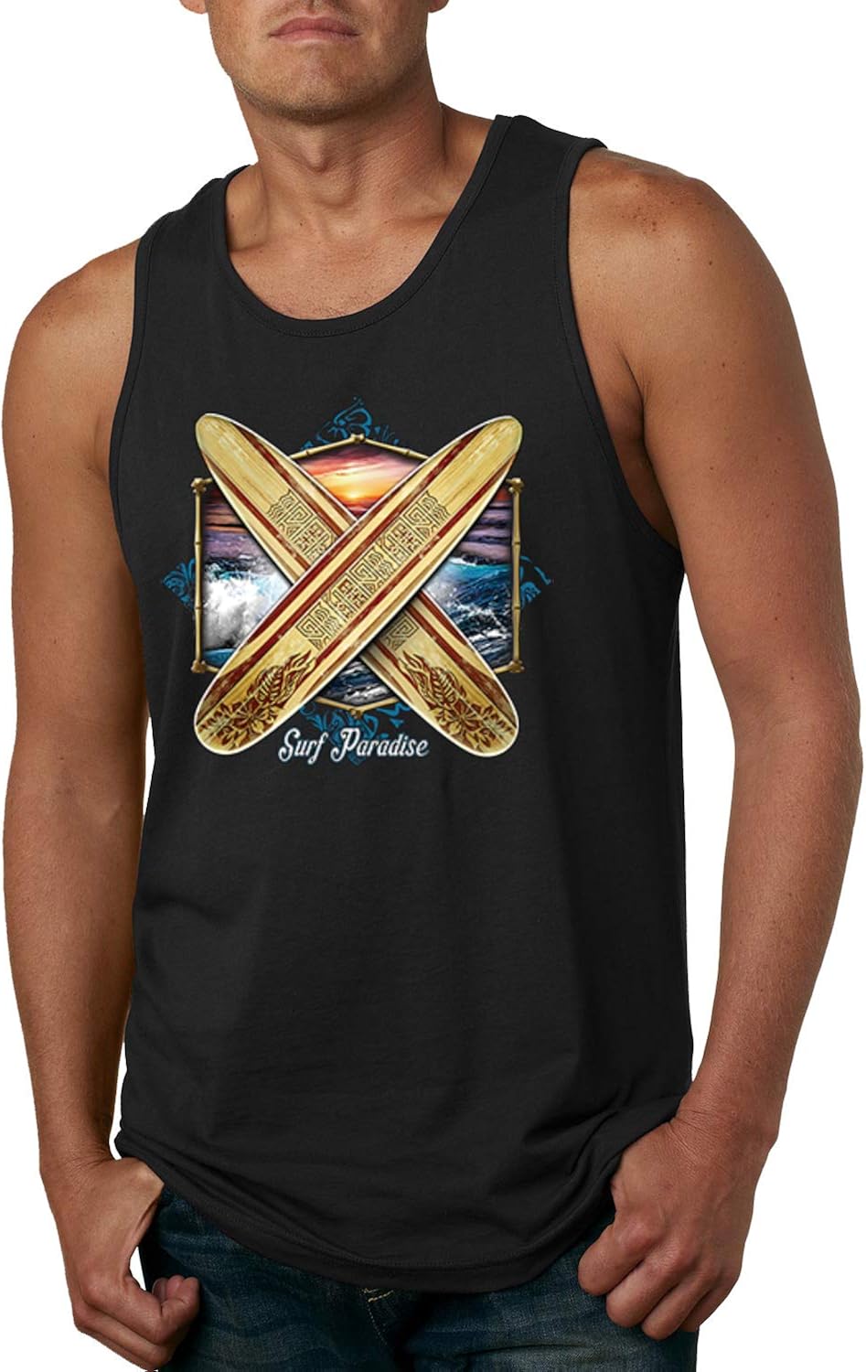 Surf Paradise Surfing Board Sports Mens Graphic Tank Top