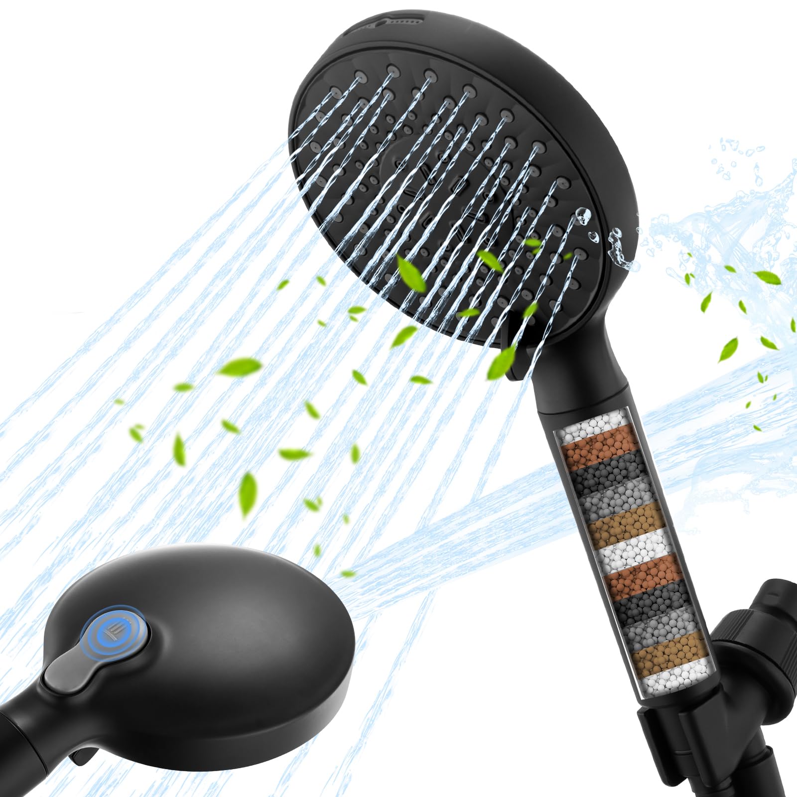Photo 1 of Ryamen Filtered Shower Head with Handheld, High Pressure 9-Spray Modes Detachable Shower Head with Filter for Hard Water-Remove Chlorine & Impurities, Improve Skin & Hair Health, Matte Black