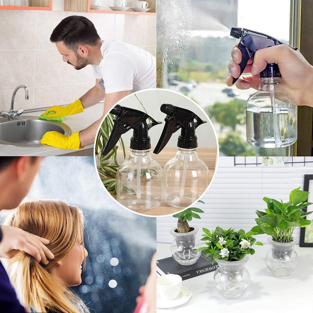 7 Pcs 8 Oz Empty Plastic Spray Bottles with Black Trigger Sprayer, Adjustale Nozzle Sprayer Refillable Sprayers for Planting, Cooking, Hair and Cleaning Solutions : Garden & Outdoor