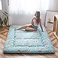 Rustic Floral Korean Floor Mattress Japanese Futon Mattress, Foldable Bed Roll Up Camping Mattress Floor Lounger Bed Couches and Sofas Mattress Topper King Size