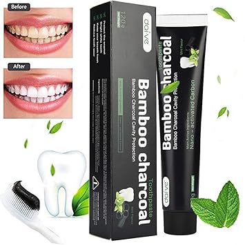 99amz Dientes De Carbón Activado Que Blanquean La Crema Dental Sabor A Menta Negro Natural A Base De Hierbas Oral Tiras Blanqueadoras De Dientes