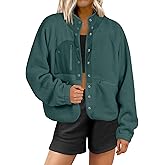 ANRABESS Womens Fuzzy Fleece Jacket Fall Casual Long Sleeve Cropped Sherpa Button Down Shacket Coats Outwear With Pockets