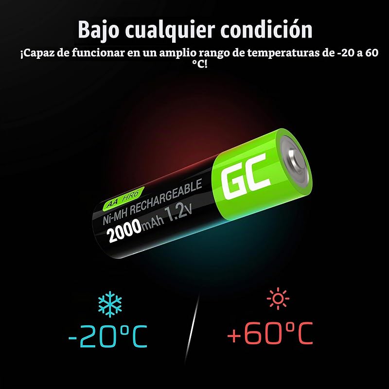 Baterias recarregáveis 2000mAh 1,2V [Conjunto de 4 peças] AA recarregável Ni-MH Baixa Autodescarga Pré-carga HR6 de alta capacidade HR6, Recarregável pré-carregada