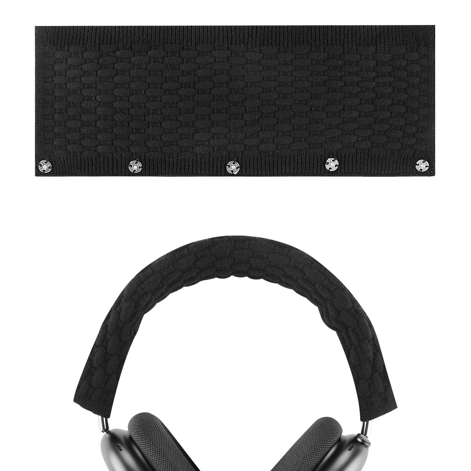 Geekria Knit Fabric Headband Cover Compatible with Apple AirPods Max Headphones, Replacement Repair Part, Easy DIY Installation (Black L)