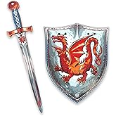 Liontouch - Amber Dragon Foam Sword & Shield for Boys Aged 3-8 Years | Medieval Knight Set for Pretend Play with Red Dragon Theme | Safe Weapons & Battle Accessories for Dress Up & Costumes