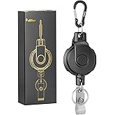 Pullther Fishing Retractable Keychain,Heavy Duty Carabiner Badge Holder, ID Badge Reel Key Chain with 31”,8.8 OZ