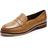 Mona flying Women's Classy Leather Penny Loafer Dress Casual Slip on Flat Office Work Shoes for Ladies
