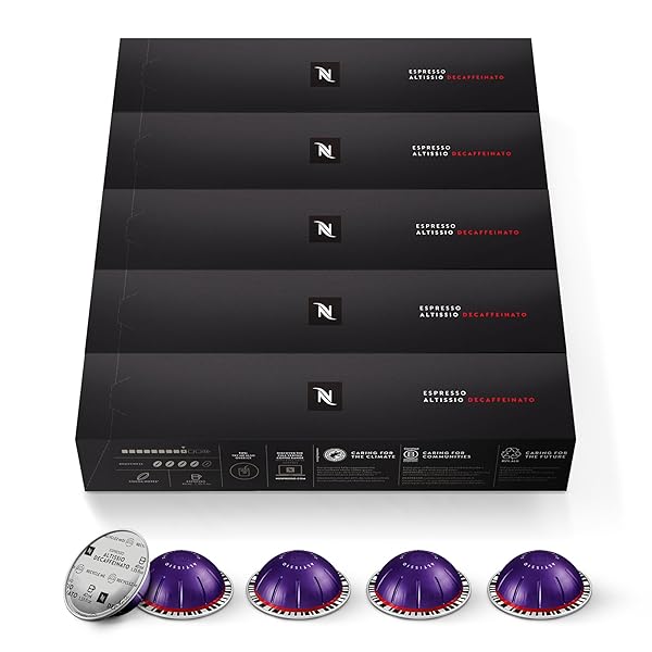 NESPRESSO CAPSULES VERTUO, ALTISSIO DECAFFEINATO, DARK ROAST ESPRESSO, 50-COUNT ESPRESSO PODS, BREWS 1.35 OZ.