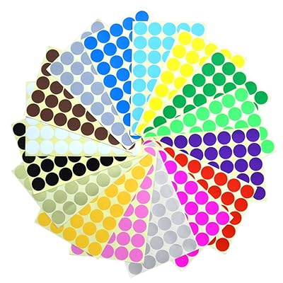 BronaGrand 640 pezzi 1 Inch Adesivi a punti rotondi Etichette a codice colore, 16 etichette a punti colori diversi