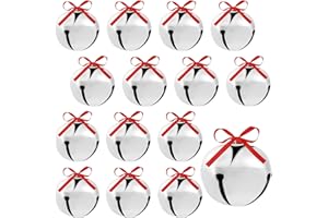 FERRAYCLE 1.6 Inch Christmas Believe Bell Ornament Xmas Sleigh Decoration Christmas Tree Bell with Ribbon Holiday Decorations for DIY Holiday Craft Home Wedding(Silver,15 Pieces)