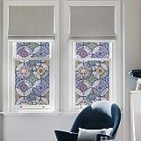 dktie Window Film Non Adhesive Privacy Blue 90x200cm Stained Glass view 3