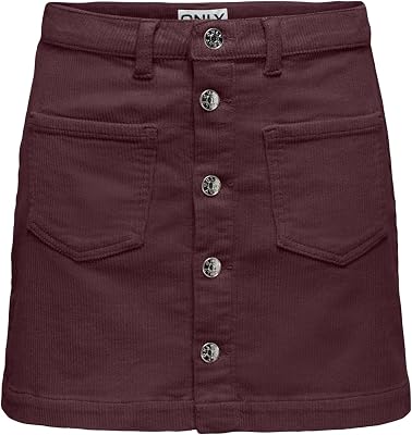 ONLAMAZING Falda Corduroy Corta Roja M