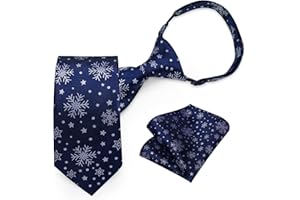 DiBanGu Boys Christmas Tie Set Silk Xmas Holiday Pre-tied tie and pocket Square for Kids Festive Tie with Gift Box