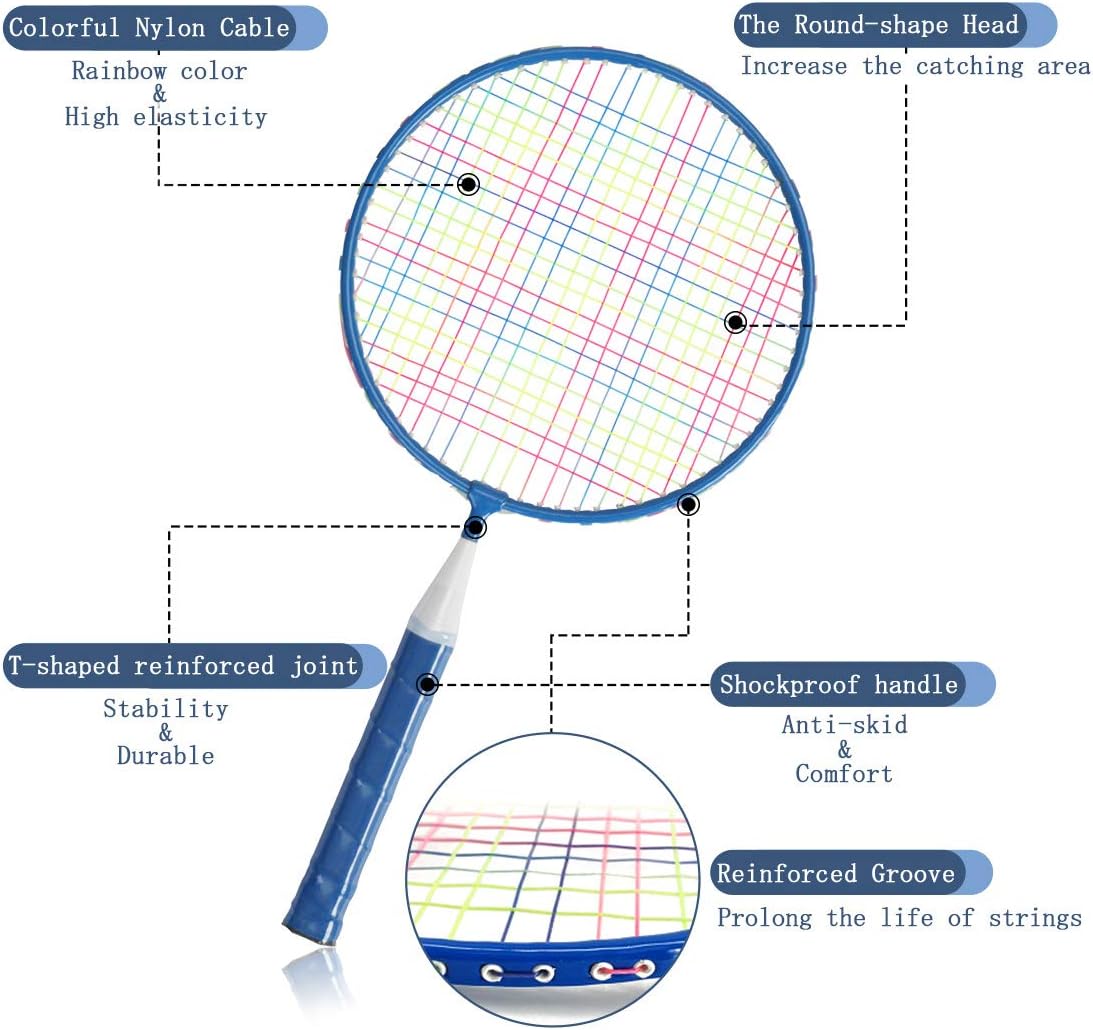 STSTECH Badminton Rackets for Children, 12 in 1 Shuttlecocks Racquet Sports Set w/Lightweight Carrying Bag for Kids Professionals Beginner Players Indoor Outdoor Sport Game (BLUE-01) : Sports & Outdoors