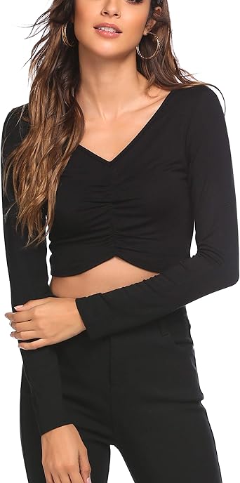 long sleeve v neck workout top