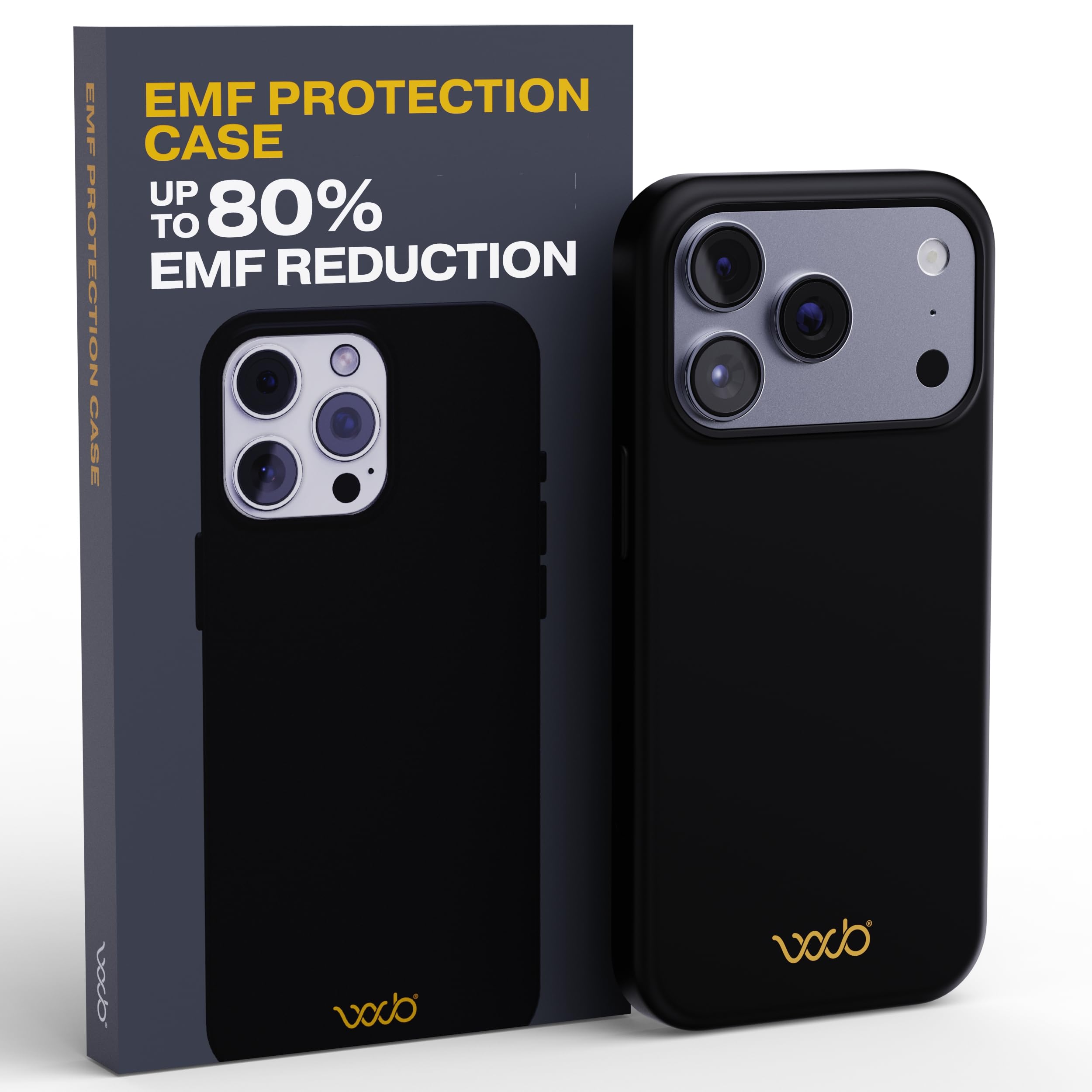 WAVEBLOCK EMF Protection Silicone iPhone Case Compatible with iPhone 17 Pro, Radiation Blocker, 5G Shield Reduction, Lightweight, USA Patented and Tested in FCC Lab, Black