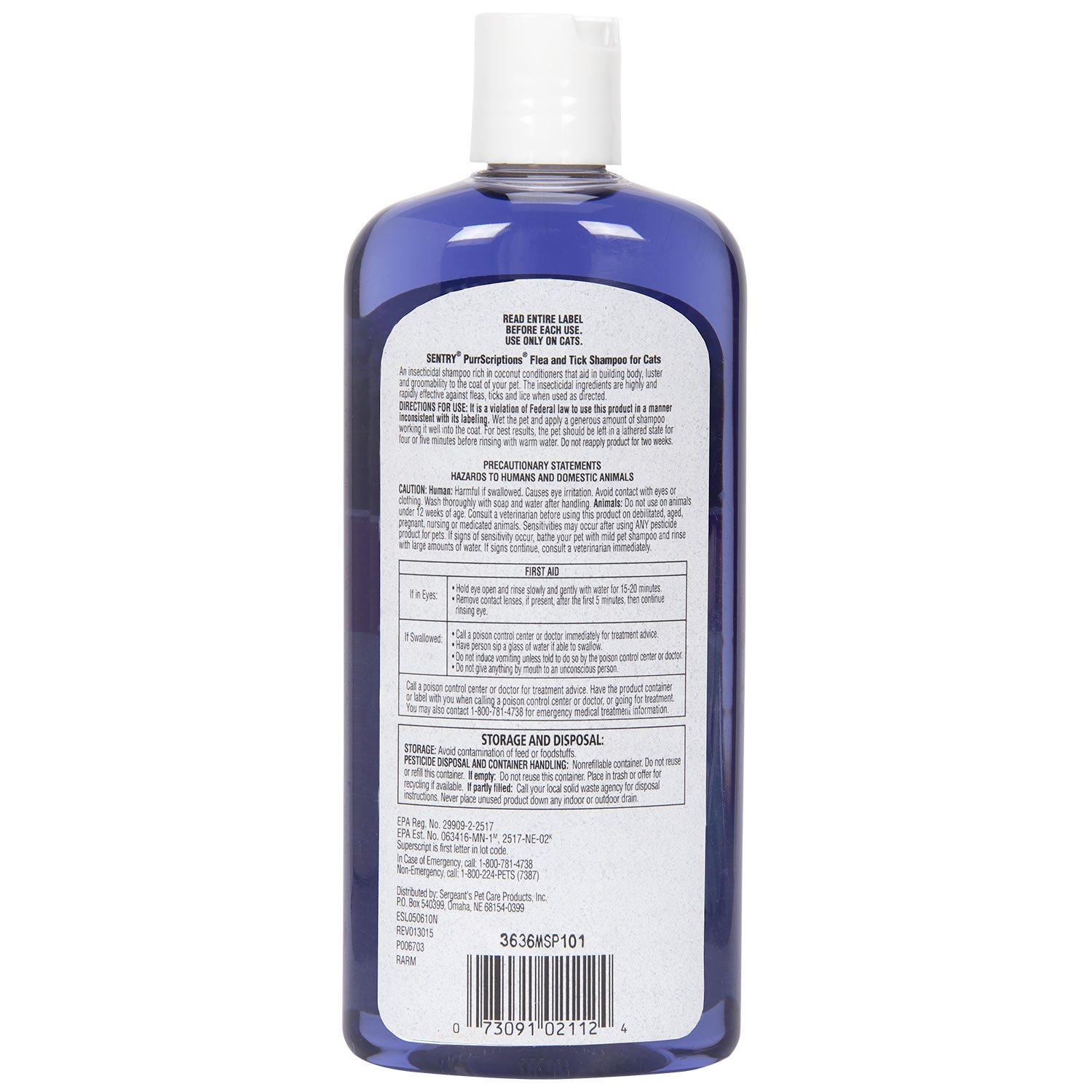 Reviews SENTRY PurrScriptions Flea and Tick Shampoo for Cats, 12 oz