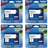 Brother Genuine P-Touch 4-Pack TZe-251 Laminated Tape, Black Print on White Standard Adhesive Laminated Tape for P-Touch Label Makers, Each Roll is 0.94"/24mm (~ 1") Wide, 26.2 ft. (8M) Long