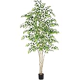 Nafresh Tall UV Resistant Ficus Tree Artificial,7ft(84in) Realistic Texture Potted Faux Ficus Tree, Fake Trees Indoor Outdoor for Home Office Living Room Bedroom Foyer Porch Decor.