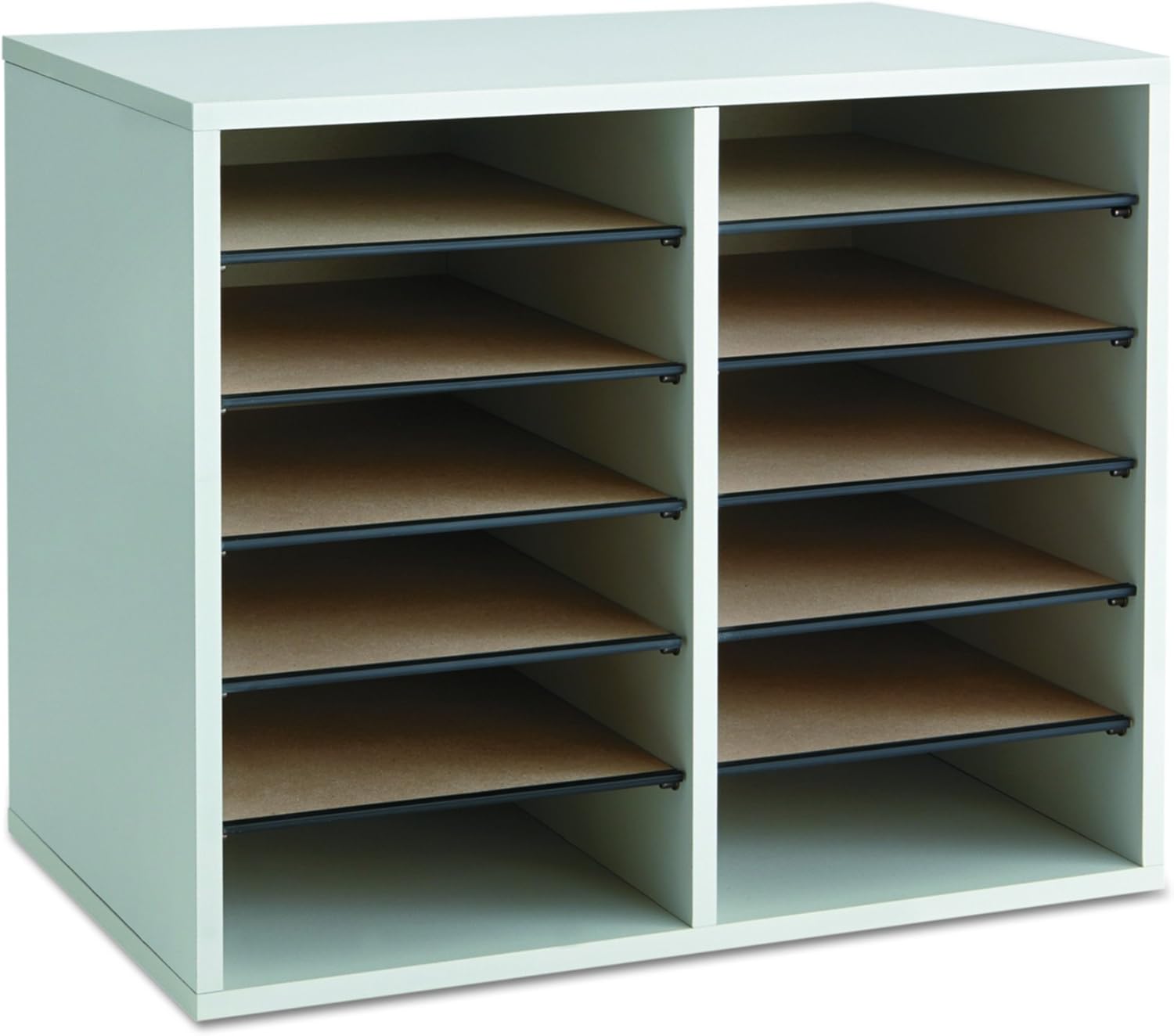 Safco Products Wood Adjustable Literature Organizer, 12 Compartment 9420GR, Gray, Durable Construction, Removable Shelves : Desk Organizer : Office Products
