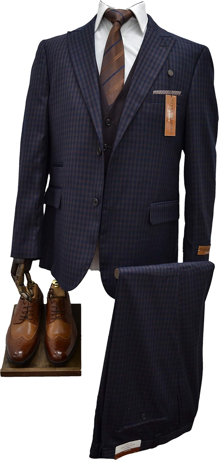navy checked suit
