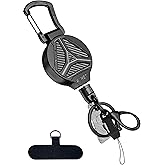 KAHETA Retractable Keychain Heavy Duty Carabiner Badge Holder Clip with Magnetic,Tactical Id Badge Reel with 32'' Steel Retractable Cord,Key Ring,Lobster Claw Clasp and Phone Tethers