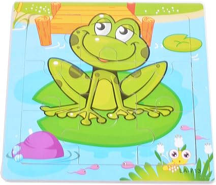 Tiny Souls Wooden Puzzle Frog Over The Leaf in Water