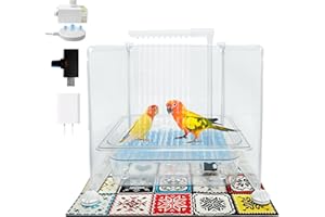 Arfubye Large Parrot Bathtub Wireless Automatic Bird Bath Shower with Water Circulated Controller Contains USB and Power Plug Pet Birds Bath for Parakeets Cockatiel African Grey Lovebirds Finches