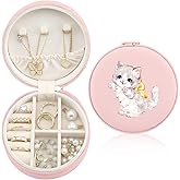 MAYCARI Jewelry Box with Cute Bow Cat Pattern Design, PU Leather Jewelry Travel Organizer Case-Rings/Earrings/Necklace Storage Box for Women Birthday Mom Friends Her Bridesmaids Girls s