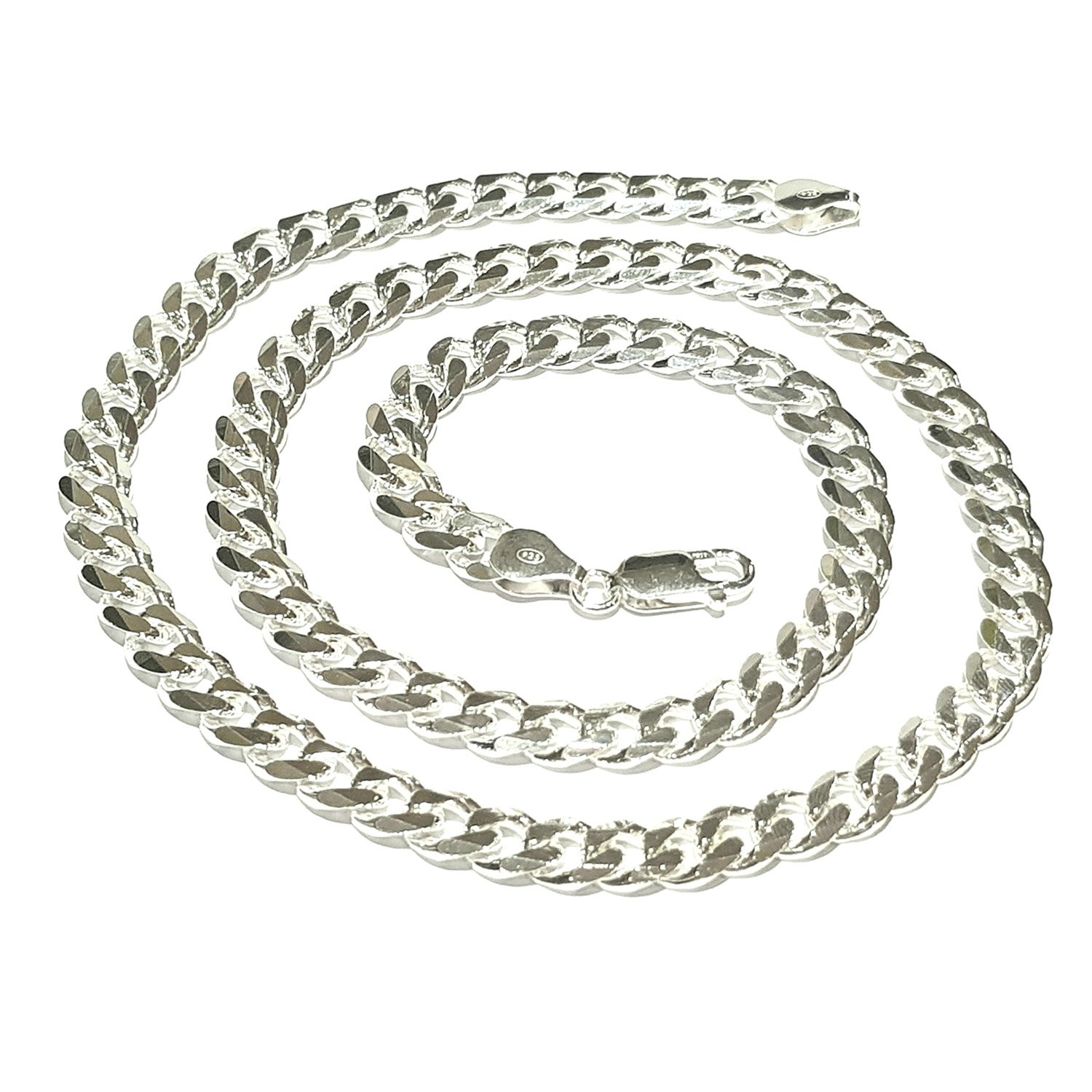 Treasure Bay 7mm Solid 925 Silver Curb Chain for Men, Mens Silver Chain Cuban Curb Design (50)
