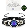 Zodiac Signs Spirit Bracelet Zodiac Bracelet for Women Men Adjustable 12 Constellation Bracelet Multilayer Zodiac Black Leather Bracelets Zodiac Sign Wrap Bracelet for Women Men Birthday Jewelry