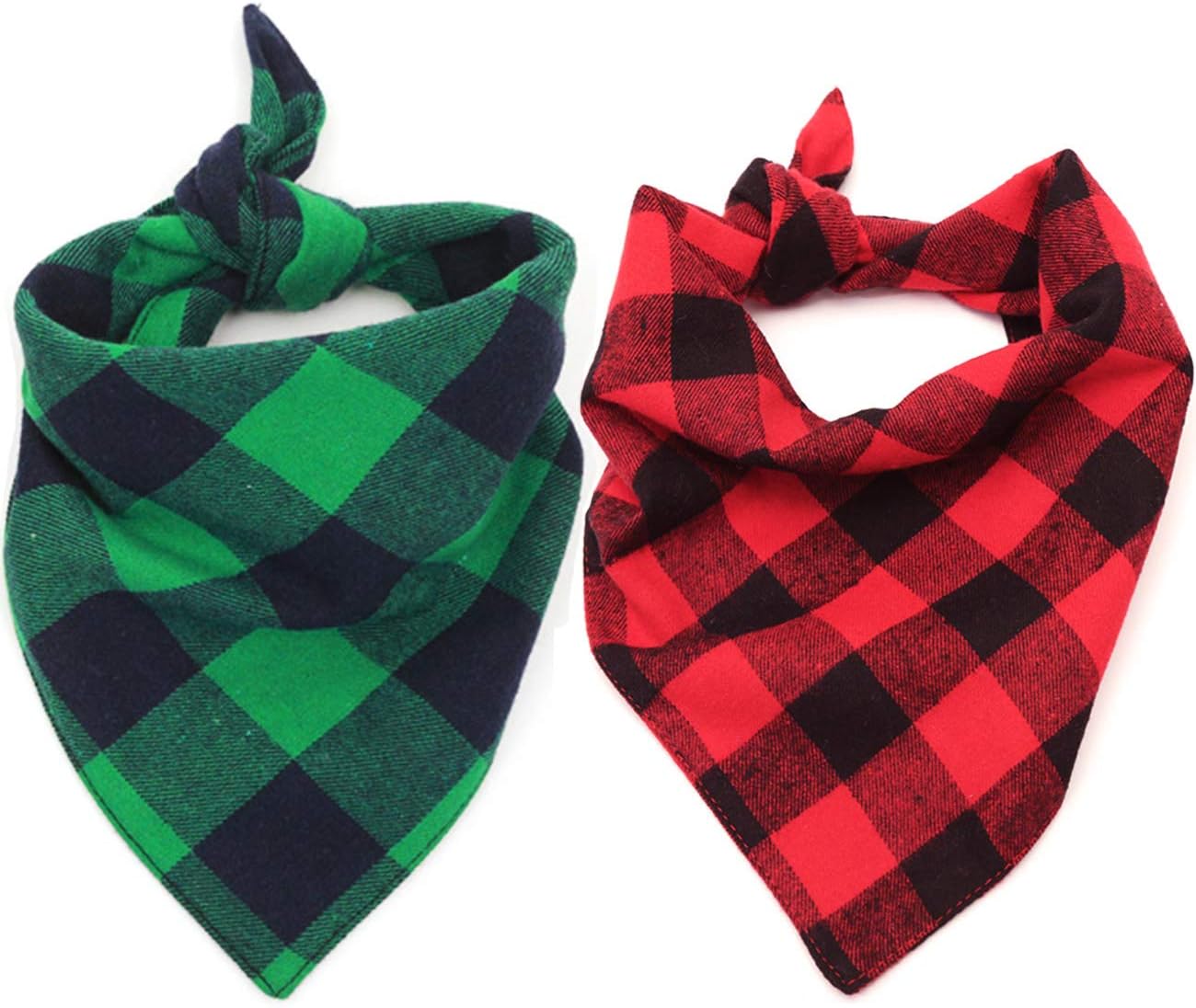 green plaid dog bandana