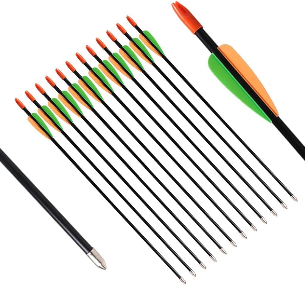 Huntingdoor Archery Youth Arrows 28 Inch Target Practice Fiberglass Arrows Shooting Fun Game Arrows 7mm for Beginner 12 Pack (Black 28inch) : Sports & Outdoors