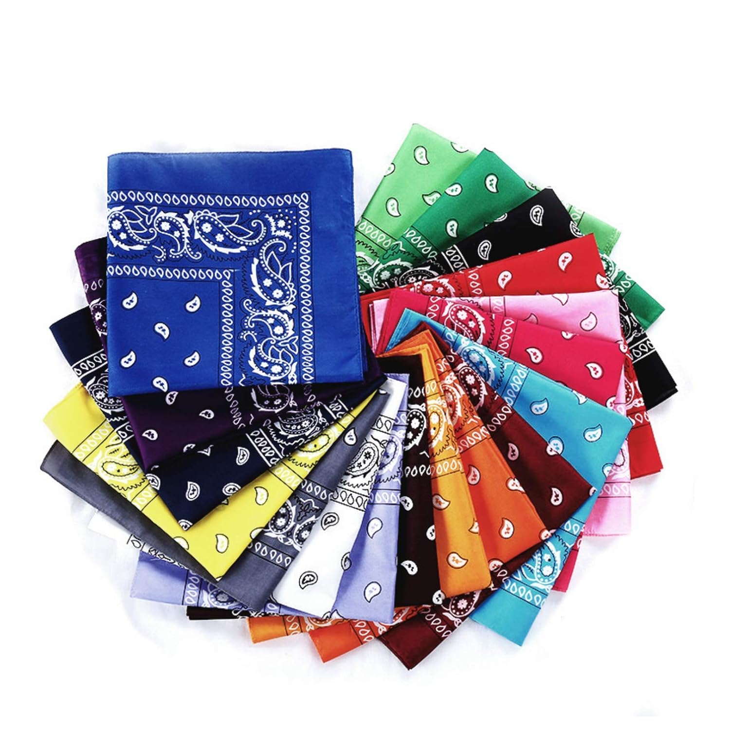 Bandana for Women & Men 12 Pack 100% Cotton Paisley Headbands Cowboy Bandana Balaclavas, Square Scarf Ideal For Hip-Hop Cycling Handkerchief DIY Face Scarf and Suitable for Dogs: Beauty