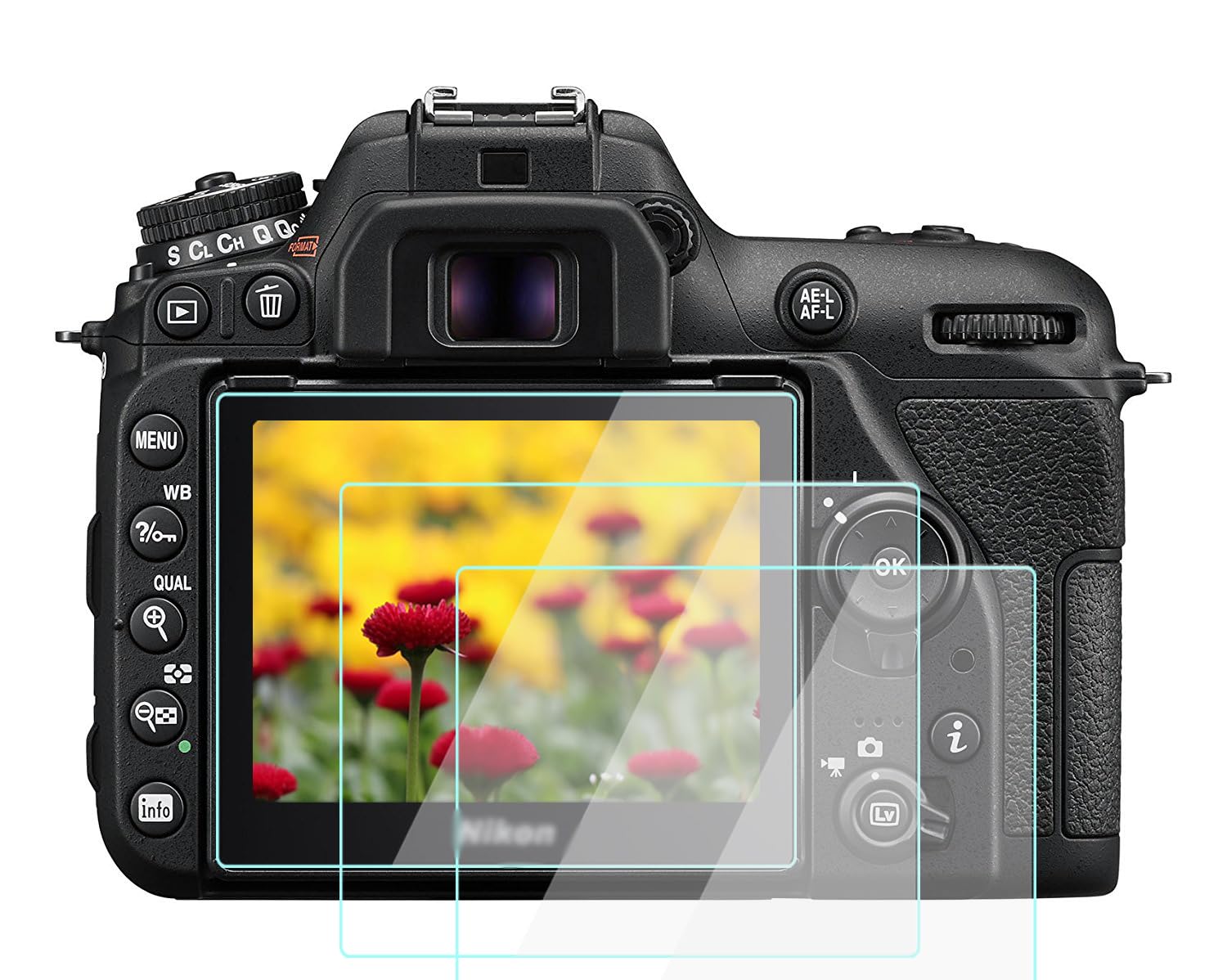 Komet D7500 Screen Protector Glass Compatible for Nikon D7500 d7500, Tempered Glass Film Touch Screen Cover (2 Packs)