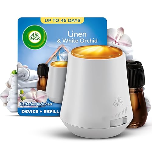 Air Wick Linen & Petals |Essential Mist Aroma Kit | 1 x 20ml |1x Diffuser & 1x Bottle|Natural Essential Oils