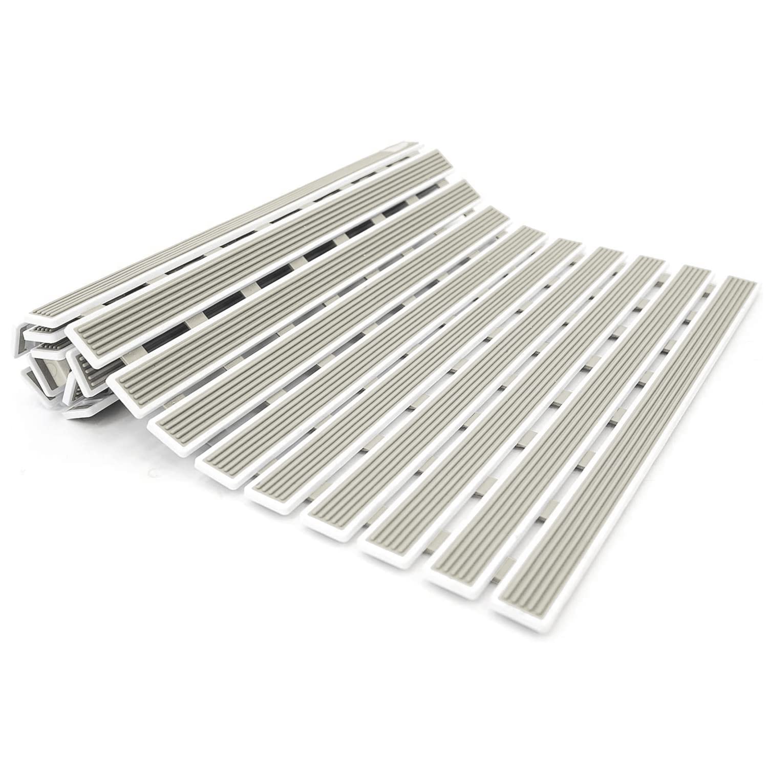 Tatkraft Bond Beige Non-Slip Bath Mat, 62x40cm, Fast Drying, Inside Shower/Bathtub Mat, Bathroom Floor Antislip Mat, PP frame and PVC anti-slip surface, 126 Strong Suctions Cups