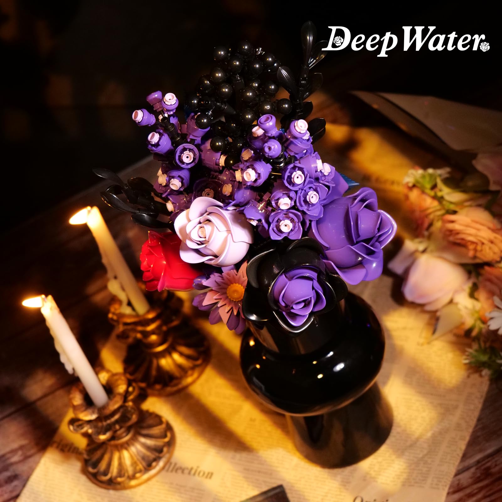 Ideas Halloween Blumen Rosen Spielzeug Klemmbausteine Bausteinen，Kompatibel Mit Lego Flowers Geschenk für Erwachsene Frauen Mädchen Home Deko für Geburtstag, Muttertag, Weihnachten 8-16+（822PSC） 6