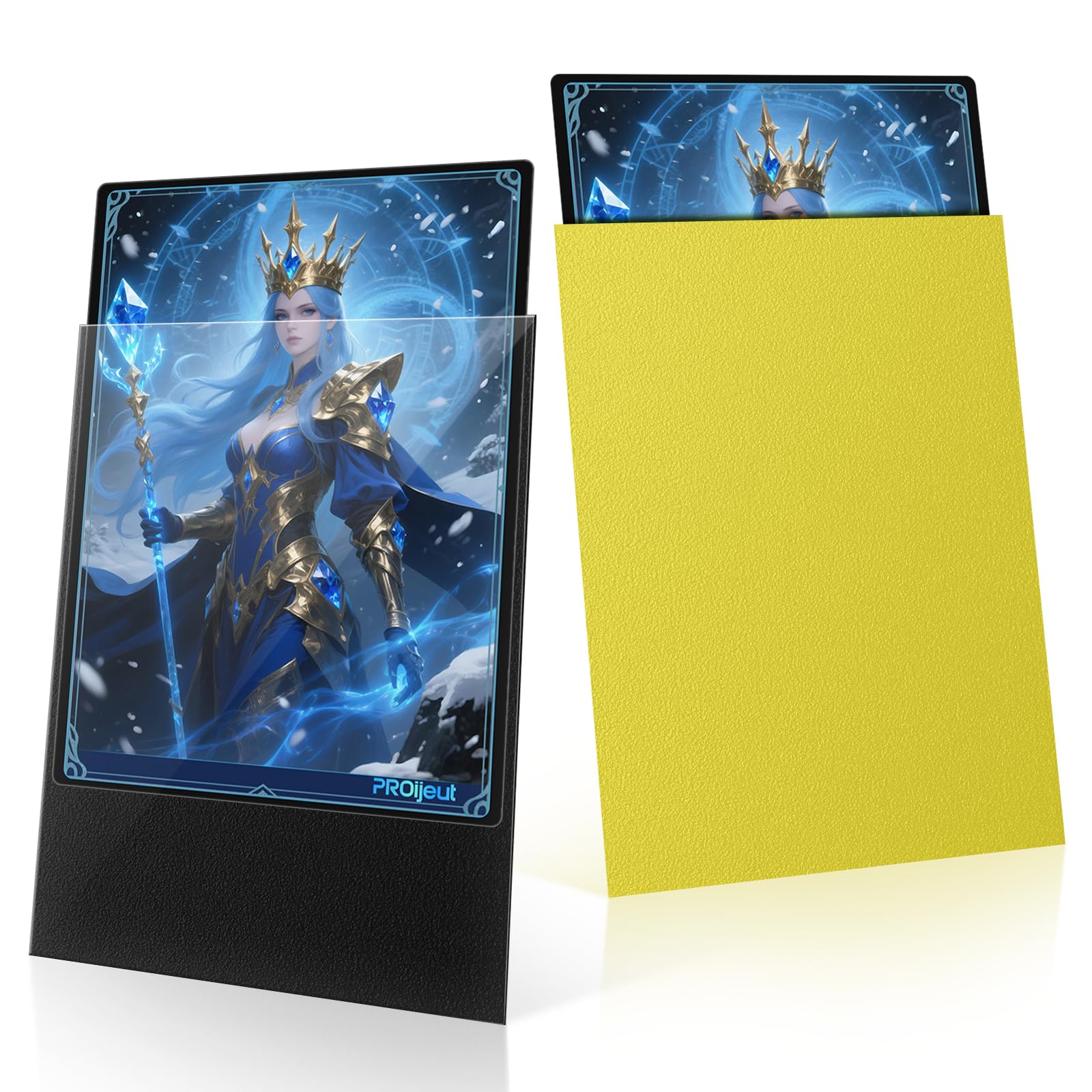 Photo 1 of 200 Pack Card Sleeves, Matte Dual Trading Card Sleeves with Opaque Back & Smooth Shuffle, Tear Resistant Card Protectors for MTG, TCG and Game Cards (Lightning Yellow)