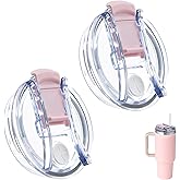 Bluwing 40oz Tumbler Lid Replacement for Stanley Quencher 40 oz, 2PCS Reusable 40oz Replacement Tumbler Cover Lid for Stanley Cup(Pink 2 Pack)