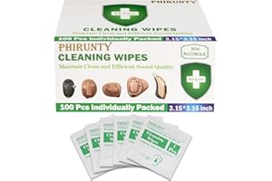 100 Count Hearing Aid Cleaning Wipes Individually Packaged Hearing Aid Audio Wipes Cleaning Tool Kit Accessories Hearing Aid 