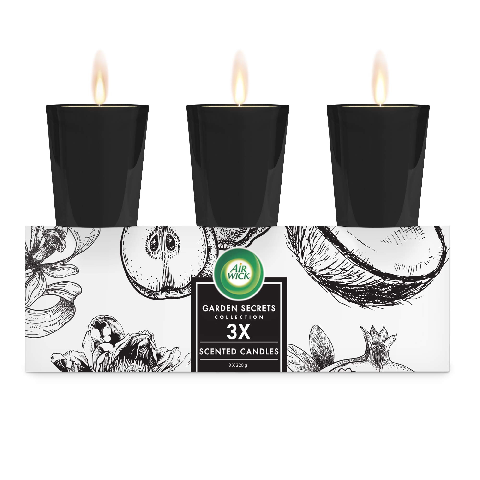 Air Wick Garden Scents Long-Lasting Scented Candles, Mixed Fragrance Boxed Gift Pack