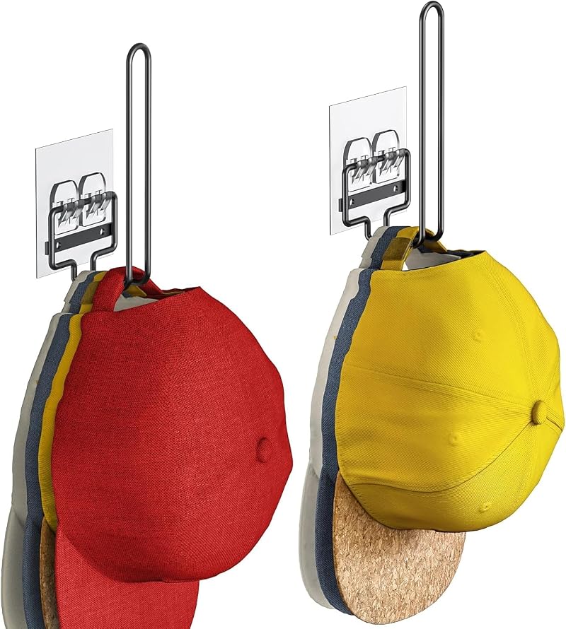 TJ.MOREE Hat Rack Baseball Caps Adhesive 2 Pack Wall Mount Organizer Holder 20