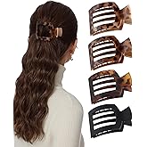 AWAYTR Flat Hair Clips For Women Lay Flat Claw Clip for Hair 4Pcs Large Square Hair Claw Clips