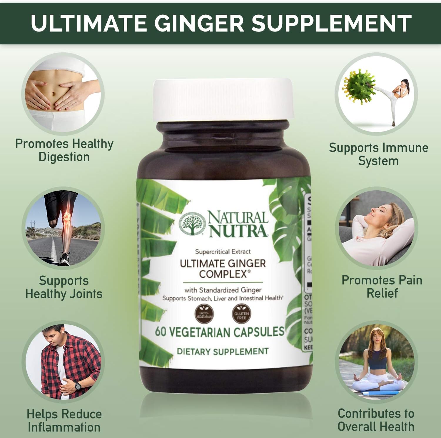 Amazon Com Natural Nutra Ultimate Ginger Supplement Root And Supercritical Extract Pills 10 Standardized Gingerols For Nausea Stomach Intestinal And Cardiovascular Health 60 Vegetarian Capsules Health Personal Care