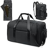 GARPROVM Garment Duffle Bags for Travel, 4 in 1 Convertible Garment Bags with Separated Suit Bag Shoe Compartment, Waterproof Carry On Luggage Bag Backpack for Short Trip, Weekender Bag for Men Women