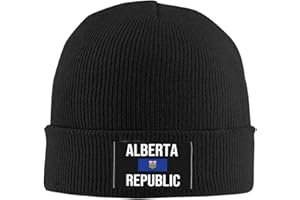 Kkaingg Alberta Republic Flags Independence Flag Beanie Hat Women Winter Warm Hats Men Knit Hats Slouchy Skull Cap Black