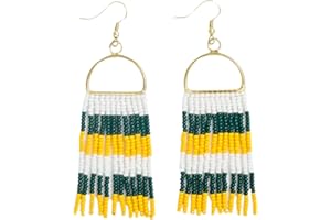 INK + ALLOY INK+ALLOY Game Day Earrings for Women, Beaded Fringe Earrings for Football Gameday Outfits, Handmade Jewelry for College Students, Team Gifts, Teachers, Football Moms